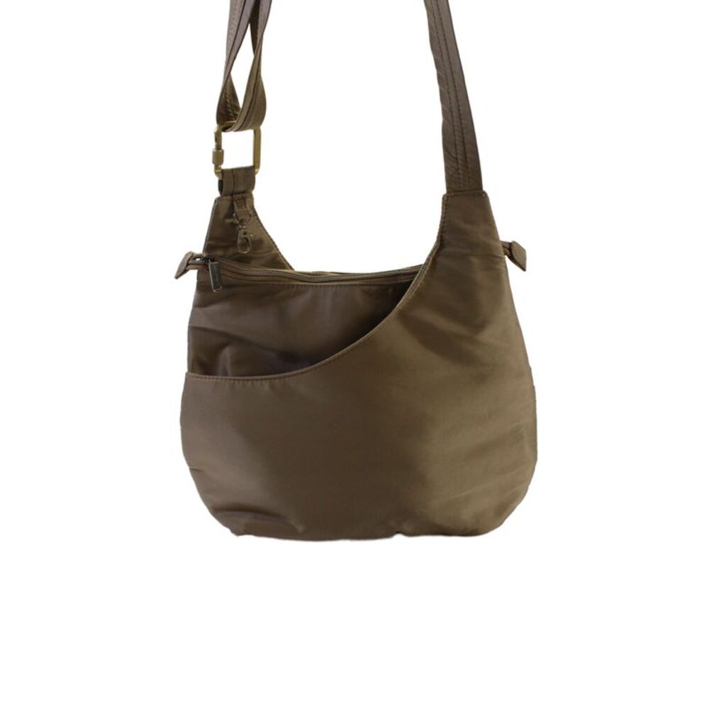 Travelon Womens Zipper Closure Gold Tone Crossbody Shoulder Handbag Brown - Picture 2 of 8